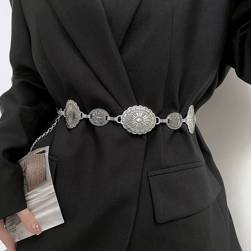 Ceinture pour femmes, nouvel article, design de niche, chaîne de taille décorative, polyvalente, assortie rétro, robe, jeans, ceinture, 2024