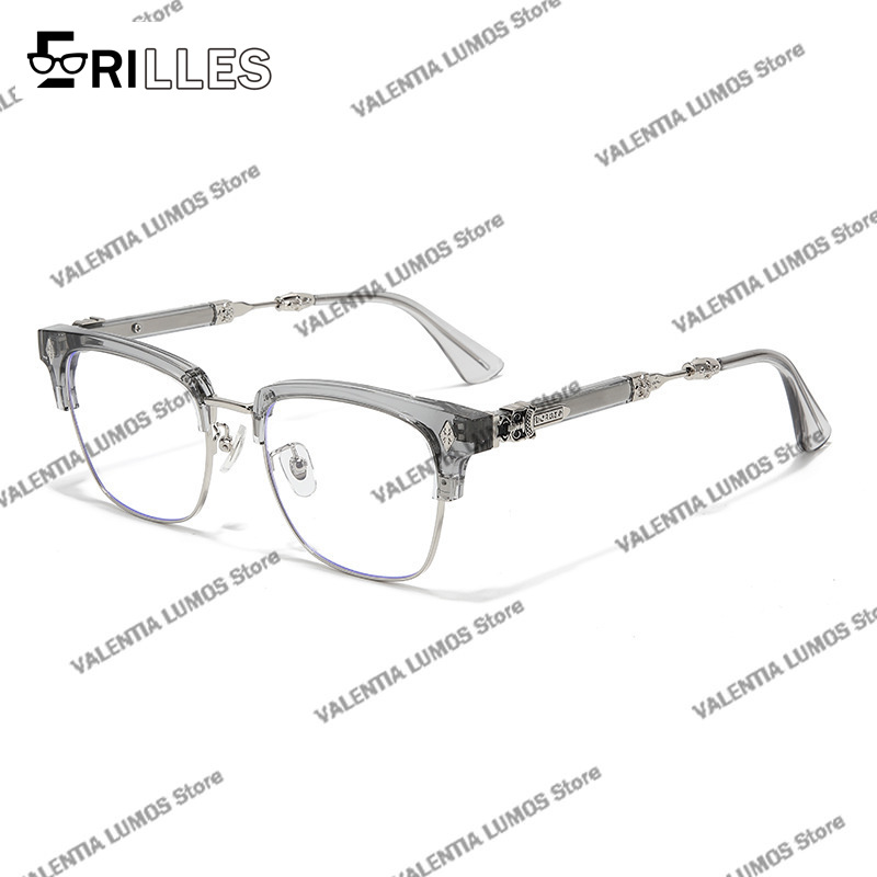 Lunettes à monture TR surdimensionnées à la mode pour hommes, blocage de la lumière bleue, design d'accent en métal - Lunettes de mode haut de gamme