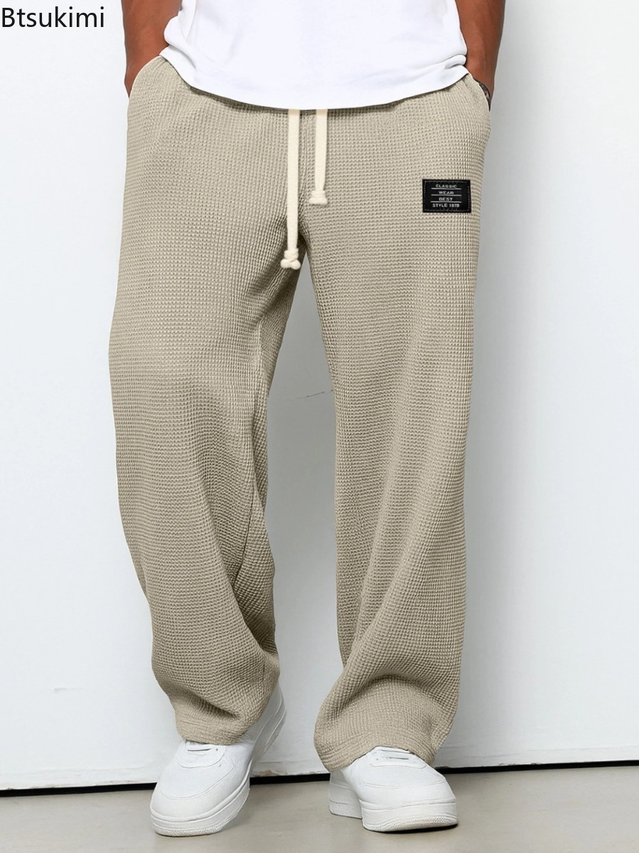 Hommes printemps et automne marque à la mode ample drapé jambe droite pantalons de survêtement décontracté jambe large sport pantalon décontracté vêtements masculins