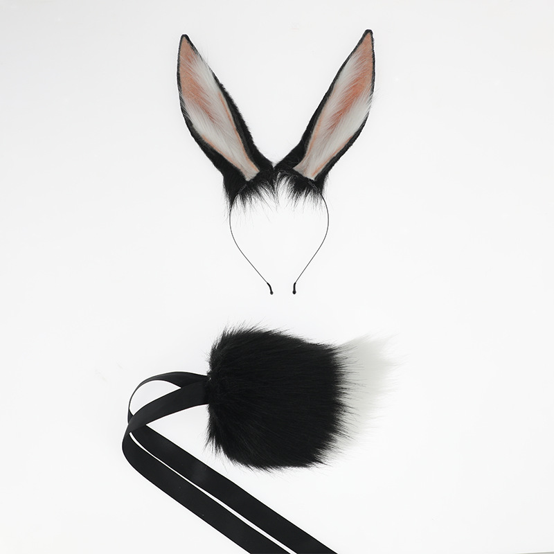 Mignon lapin queue lapin en peluche oreilles tombantes bandeau femmes Cosplay cheveux cerceau dessin animé fourrure fausse fourrure bandeaux Lolita cheveux accessoires