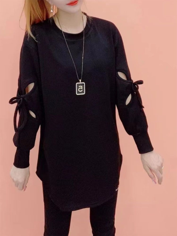 Femme T-shirt mode coréenne vêtements haut élégant printemps vêtements noir Streetwear décontracté Long blanc ample automne femmes T-shirt
