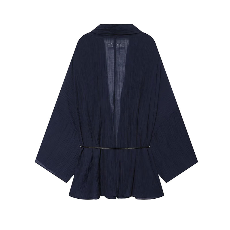 TFAFXY 2026 Nouvel ensemble mode chic décontracté d'été pour femme : chemise plissée semi-transparente à manches longues et pantalon droit ample