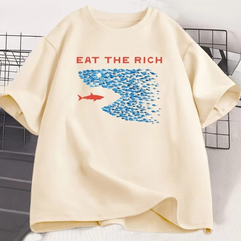 T-shirt Eat The Rich pour hommes et femmes, T-shirt drôle en coton à manches courtes, Streetwear imprimé, T-shirt décontracté, hauts amusants, vêtements pour hommes