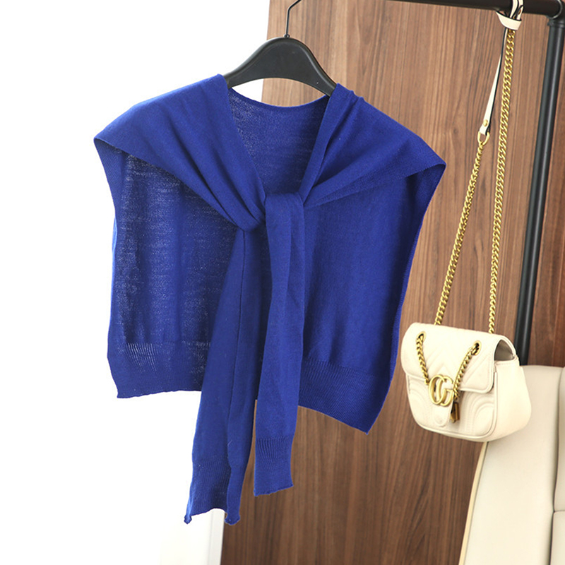 Châle à rayures coréennes pour femmes, chemisier d'hiver chaud, faux col, cape nouée, écharpe à rayures