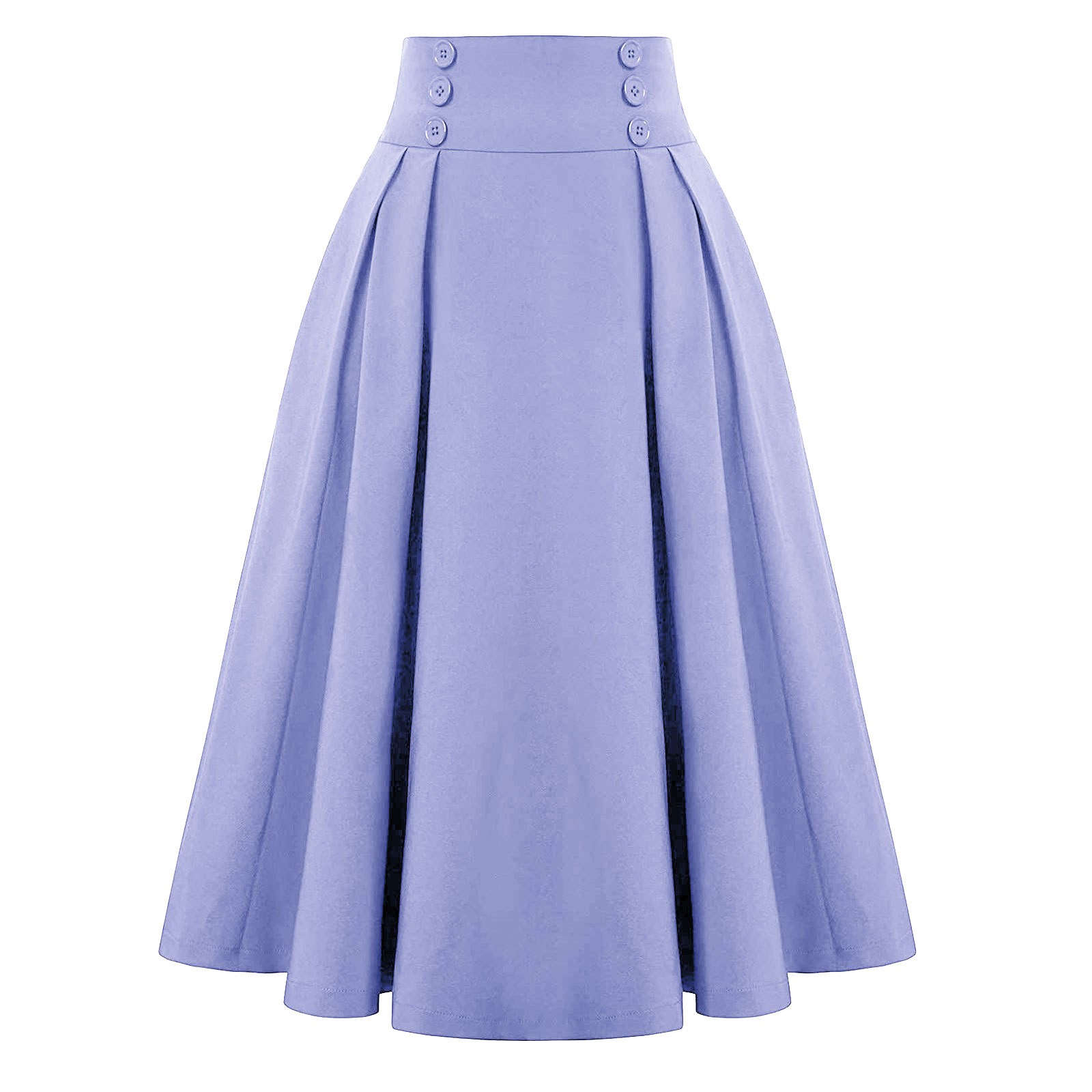 Femmes Vintage a-ligne jupes élégant taille haute bouton grande balançoire jupe plissée solide Rockabilly fête jupes longues Faldas
