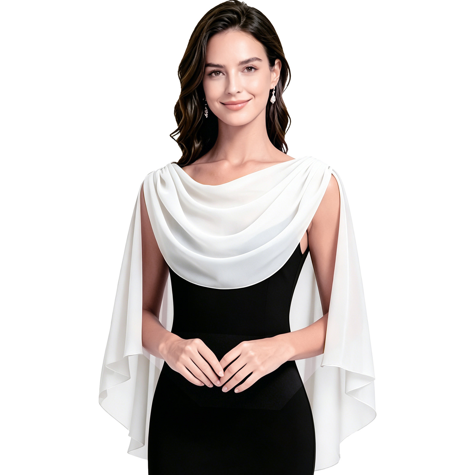 Châles et étoles à col drapé pour femmes, couvre-épaules élégants, capes de soirée en mousseline, accessoires de robe pour mariage et cocktail