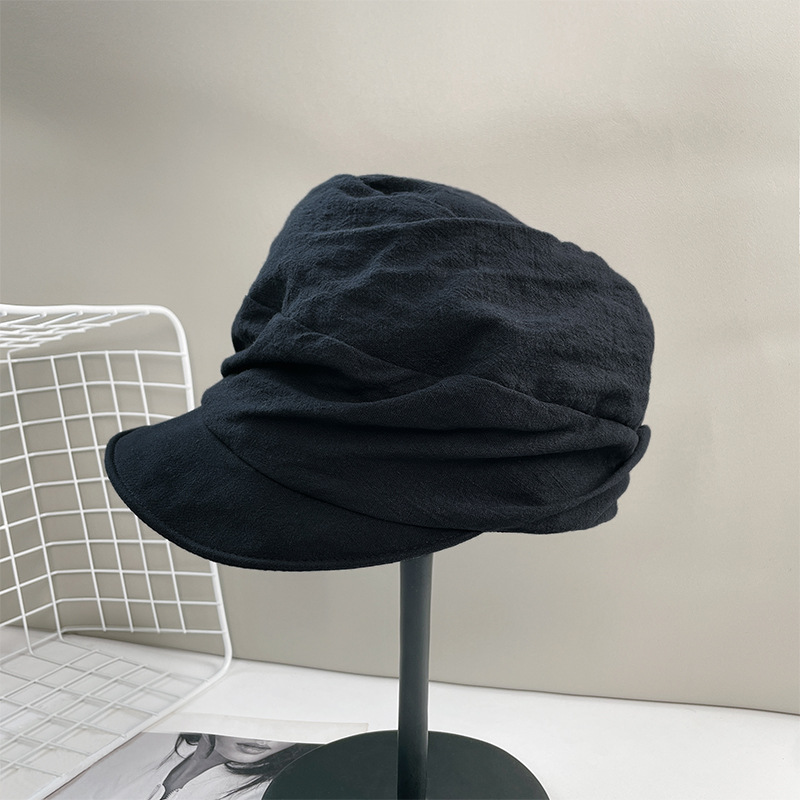 Béret plissé rétro pour femmes, chapeau irrégulier, grande taille de tête, petit visage, Protection solaire, chapeau polyvalent pour peintre, printemps été