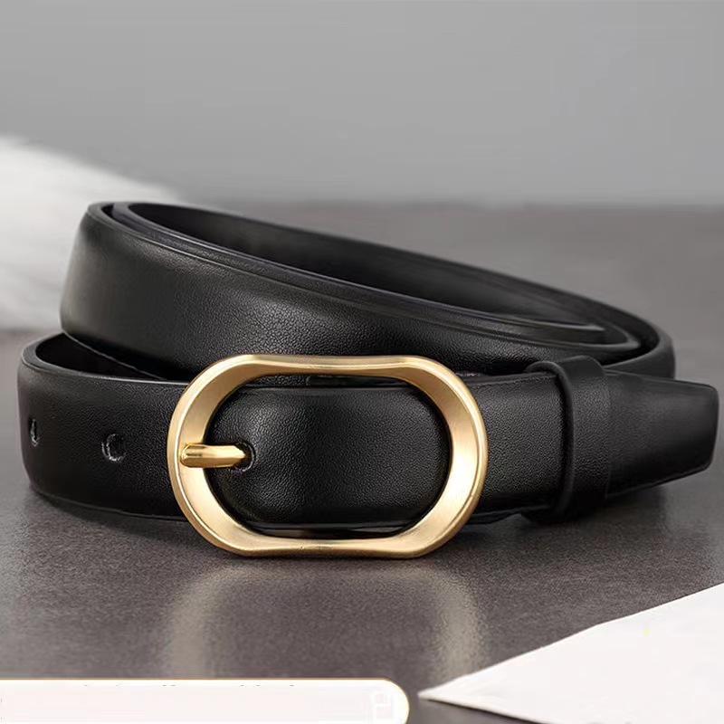 Ceinture en cuir PU rétro pour femme, ceinture en jean polyvalente, sangle de mode, or, nouveau