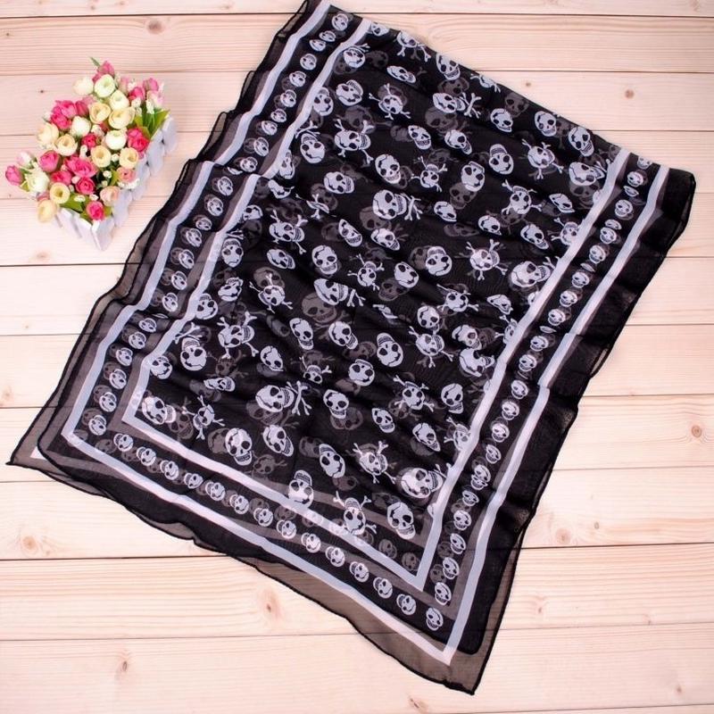 Foulards doux pour femmes, 1 pièce, mode crâne, longs enveloppes, châle, écharpe de plage