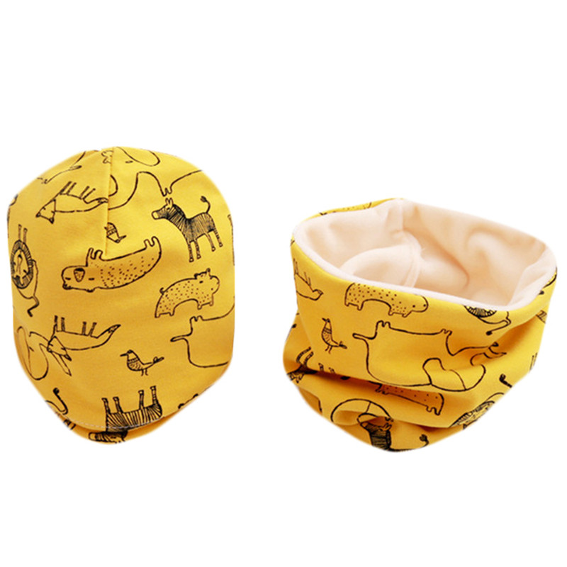 Nouveau printemps automne filles chapeau écharpe ensemble dessin animé hibou étoile cygne bébé garçon filles chapeau ensemble enfants chapeau écharpe-col coton enfants chapeau ensemble