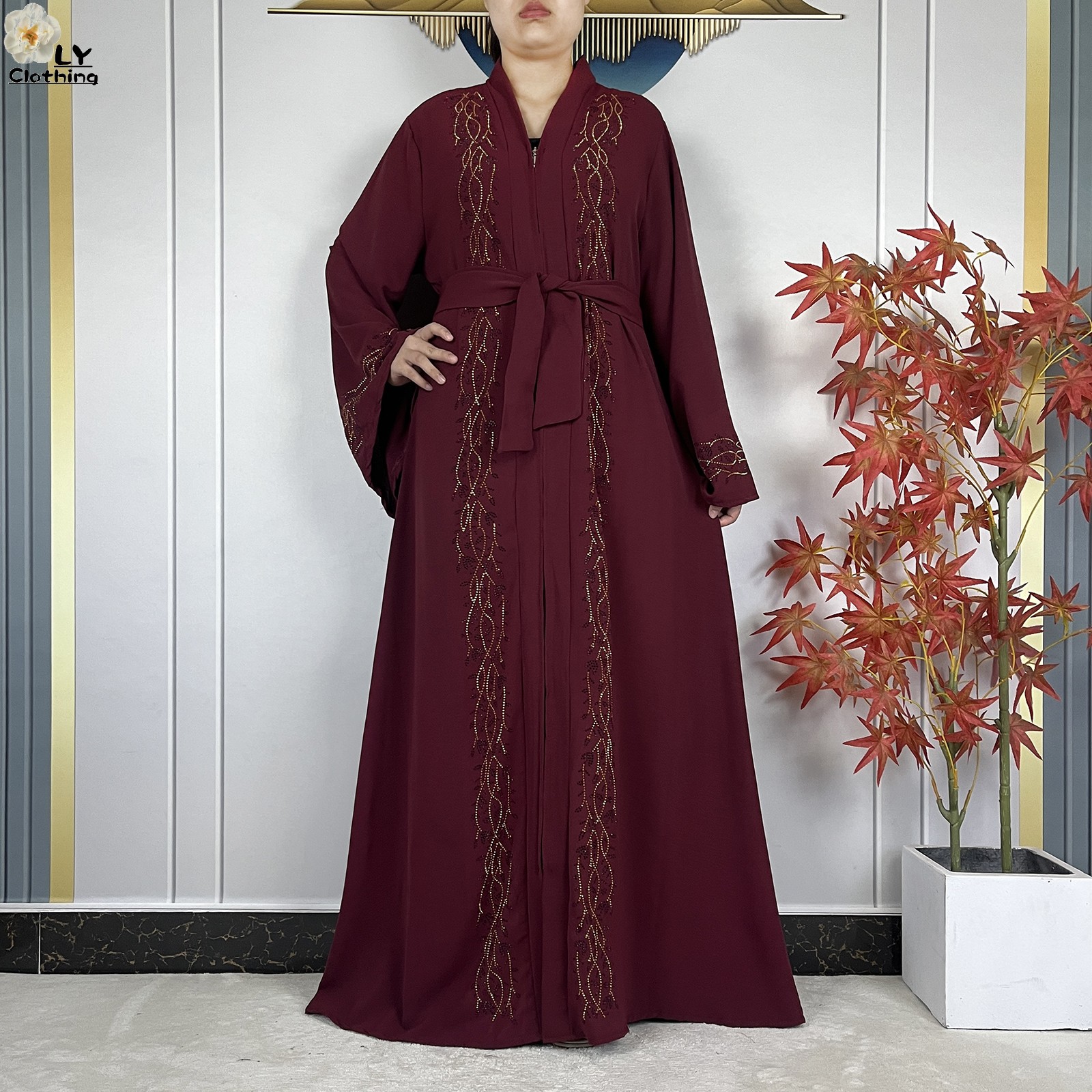 Nouvelle robe Abaya de style Dubaï pour femmes, robe élégante de haute qualité en mousseline de soie, Abaya ouverte avec fermeture éclair, robe longue islamique pour femmes, robe musulmane pour femmes