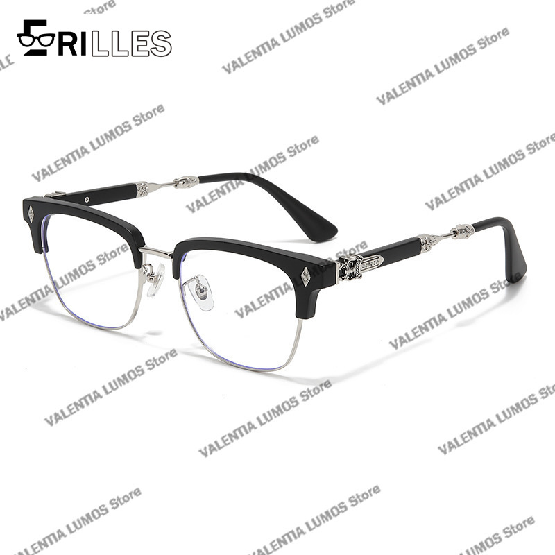 Lunettes à monture TR surdimensionnées à la mode pour hommes, blocage de la lumière bleue, design d'accent en métal - Lunettes de mode haut de gamme