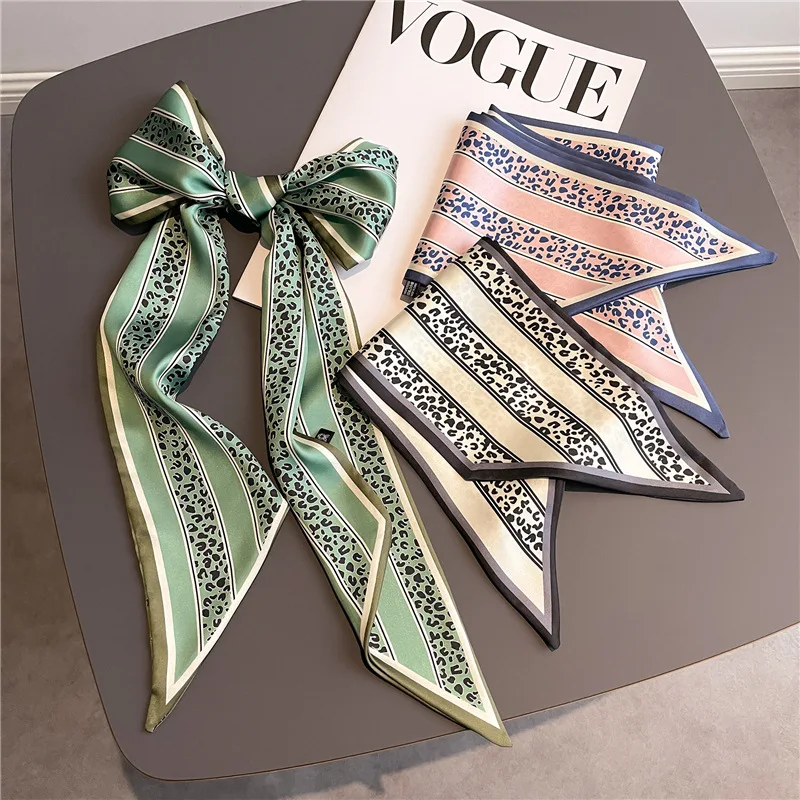Long foulard maigre bandes de cheveux femmes foulards en soie mode bandeaux sac foulards imprimer bandeau cou écharpe pour dames 14x147 cm