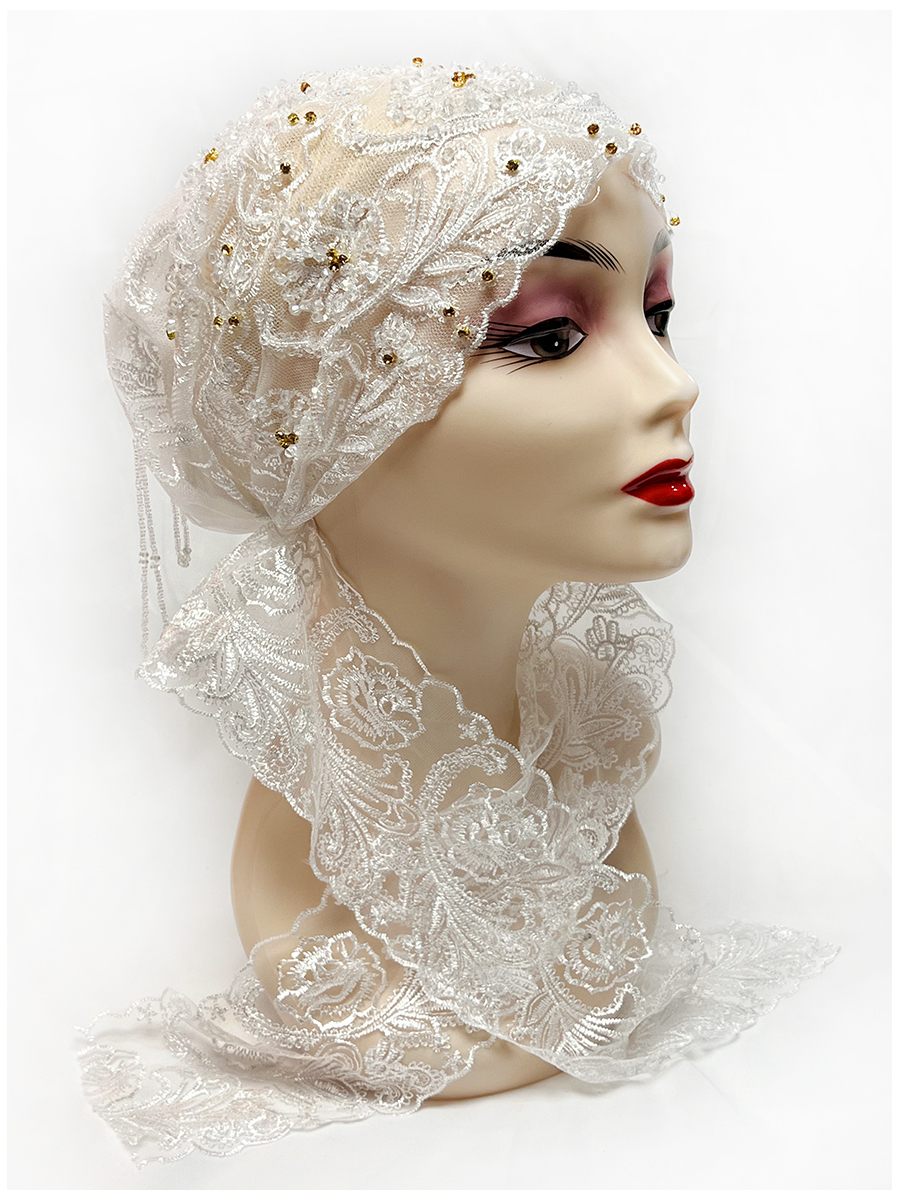 Le style de ruban de 2025 est un tube de perles en tissu maillé associé à un chapeau brodé en fil de diamant acrylique pour les femmes arabes de Dubaï