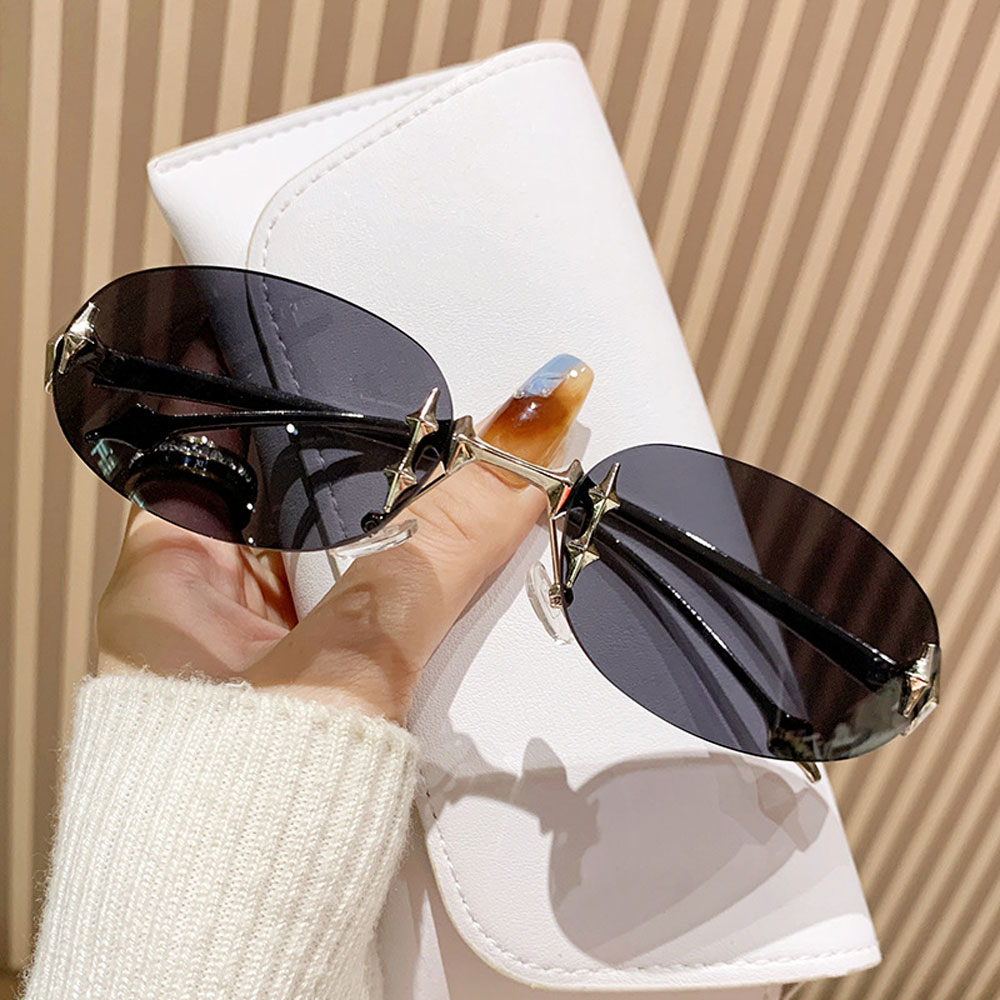 Nouvelles lunettes de soleil européennes et américaines 2026, style INS, ovales sans monture, mode haut de gamme, tendance vintage, version coréenne Y2K