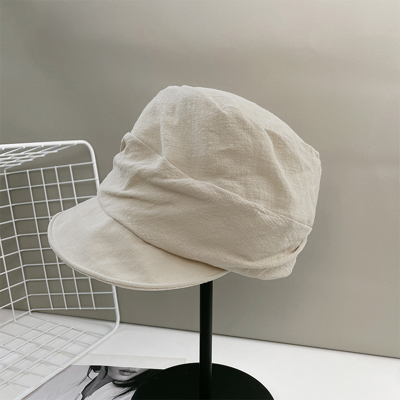 Béret plissé rétro pour femmes, chapeau irrégulier, grande taille de tête, petit visage, Protection solaire, chapeau polyvalent pour peintre, printemps été
