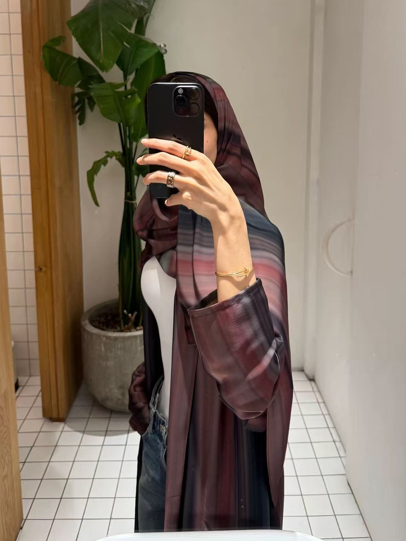 Robe arabe à manches longues pour femmes, ample, élégante et digne, dégradé de couleur, à la mode du moyen-orient, livrée avec un foulard
