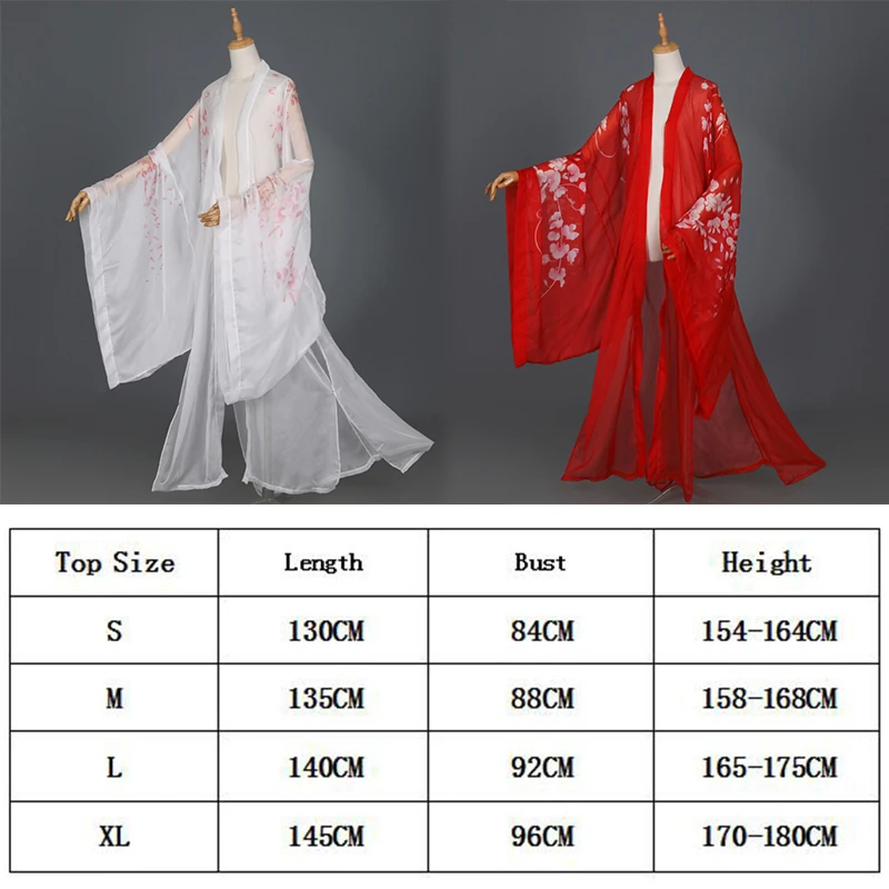 Cape de couleur imprimée, Cardigan Hanfu chinois, manteau en mousseline de soie florale, vêtements de danse folklorique classique, chemise à grandes manches de Style ancien