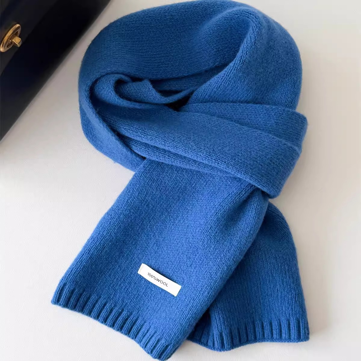 Écharpe 100% laine pour femmes, Style coréen, couleur unie, tricot, chaud et polyvalent, accessoire de mode pour le cou, hiver