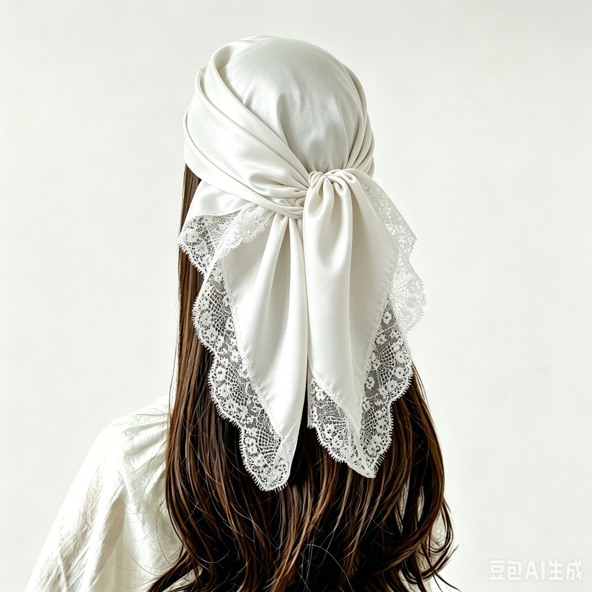 Foulard carré 70x70cm pour femme, avec dentelle, hijab, nœud papillon, élégant, en soie, bandana, voile musulman modeste, foulard quotidien pour cheveux