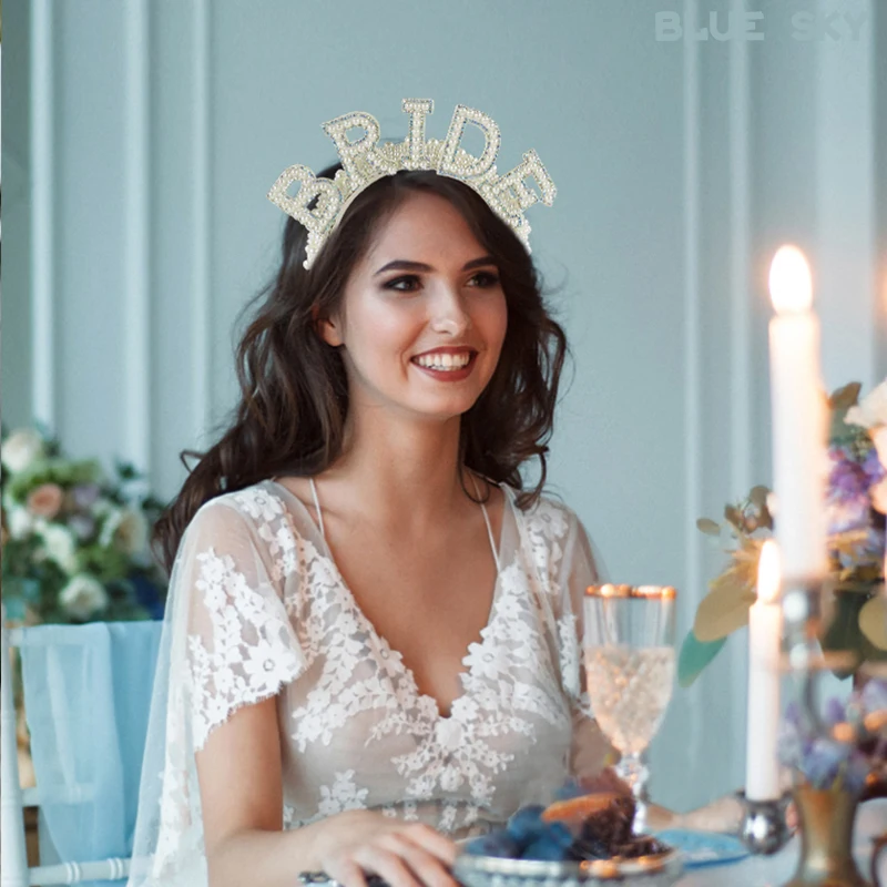 Mariée To Be, bandeau couronne avec voile, accessoires de cheveux de mariée de luxe, cadeau de décoration de dîner de fiançailles