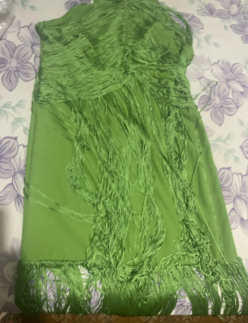 Robe longue de soirée avec franges pendantes autour du cou, robe de soirée formelle