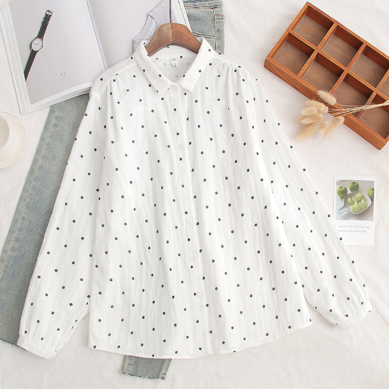 Chemises à manches longues brodées en coton pour femmes, blanc et bleu, nouvelle collection printemps 2026, chemisiers et hauts décontractés amples pour femmes, vêtements féminins raffinés