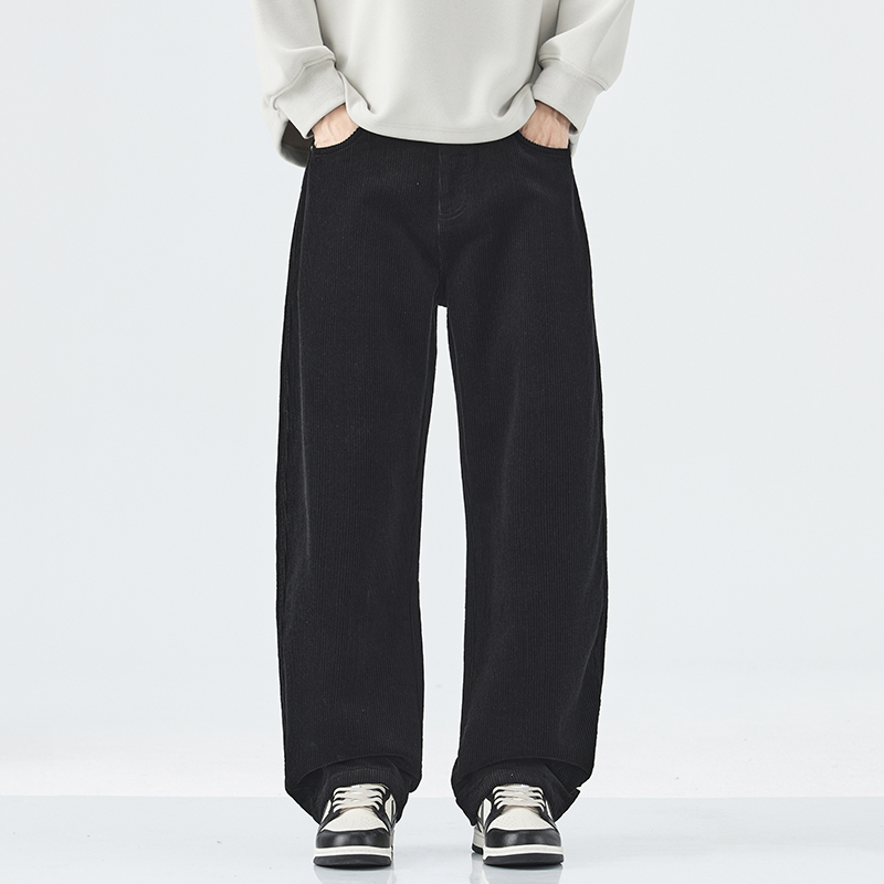 Pantalon Droit à Jambes Larges en Velours Côtelé pour Homme, Streetwear Japonais et Coréen, Mode Décontractée, Vintage, à Rayures, Cargo fjMan, Sarouel