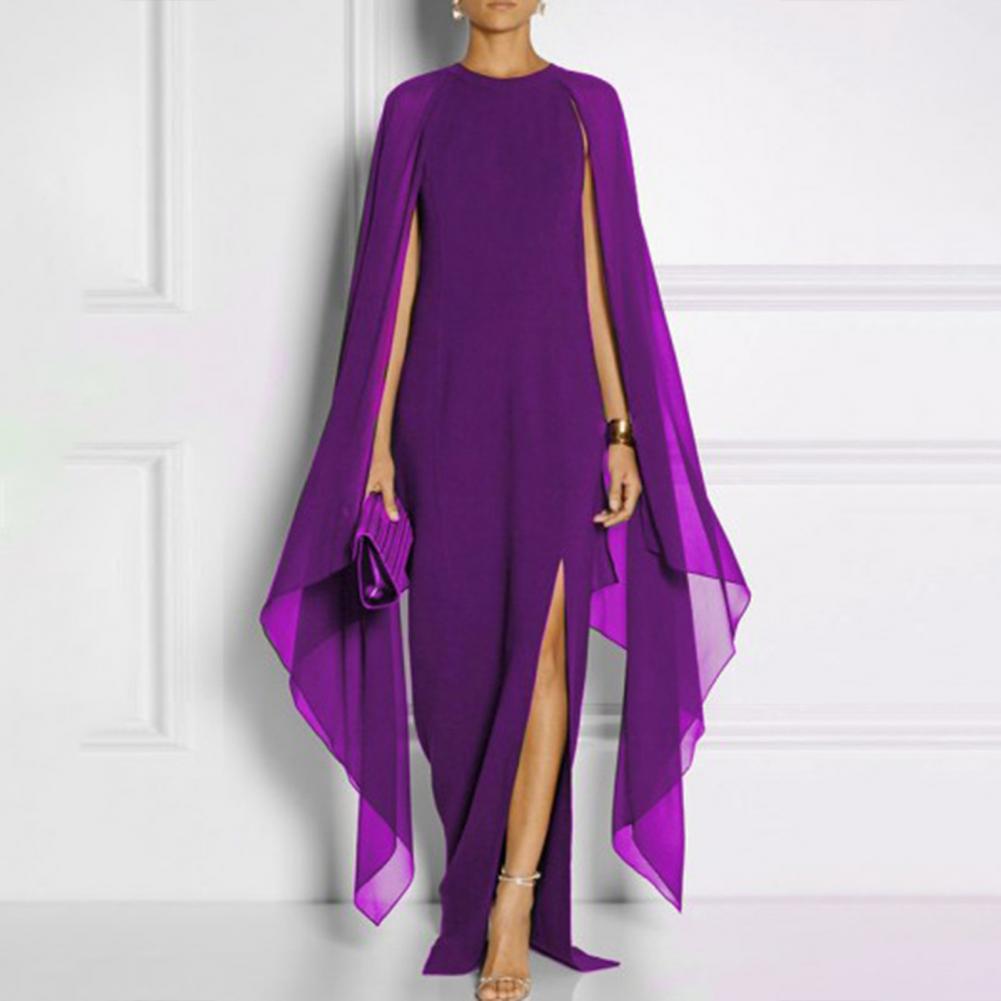 Grande taille en mousseline de soie châles irréguliers femmes robe côté fendu ourlet irrégulier robe de soirée Cocktail irrégulière élégante robe Maxi