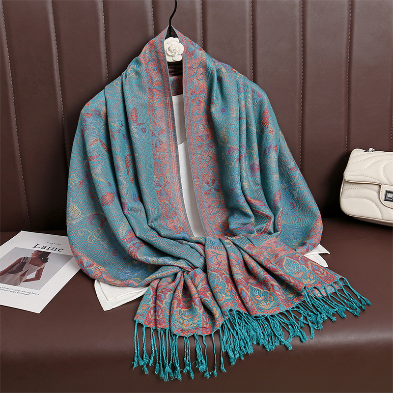 Femmes Paisley écharpe cachemire sentiment Pashmina châles gland Hijab bandeau Femme hiver foulards Foulard Bufanda 2024