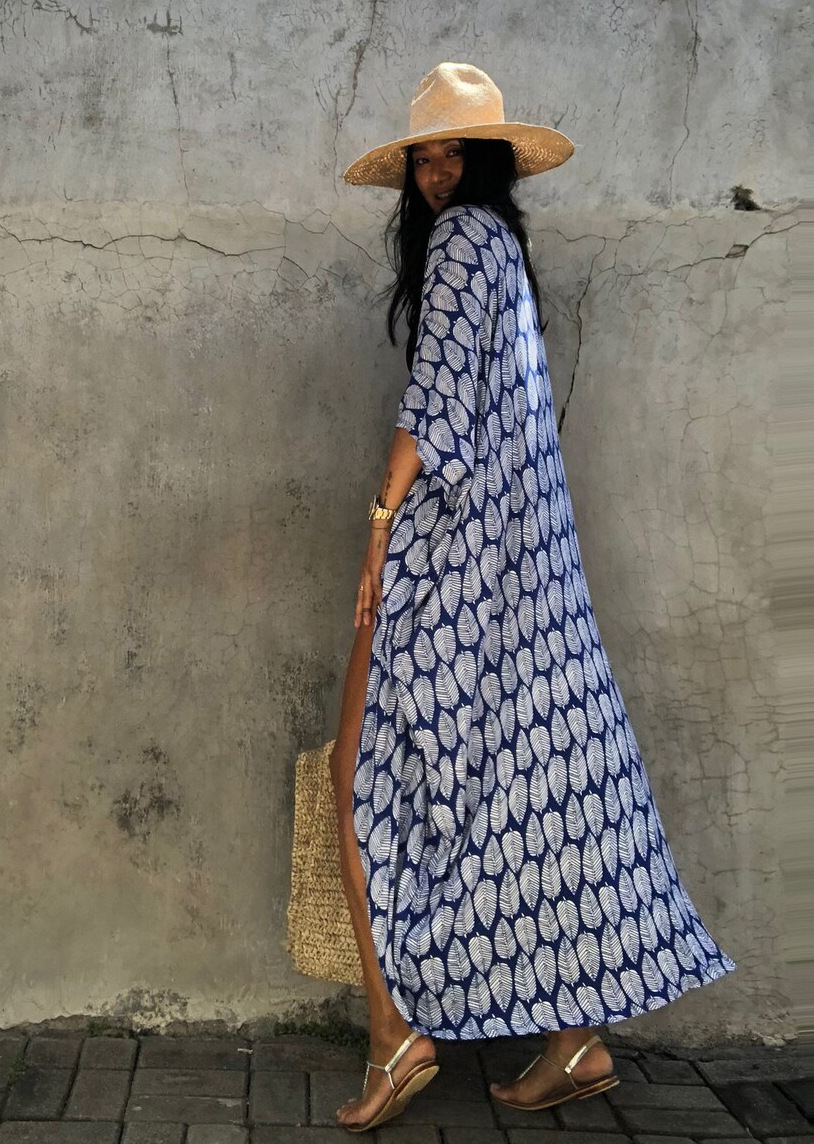 Robe de plage brodée pour femmes, tunique, paréo, Sarong, Kaftan