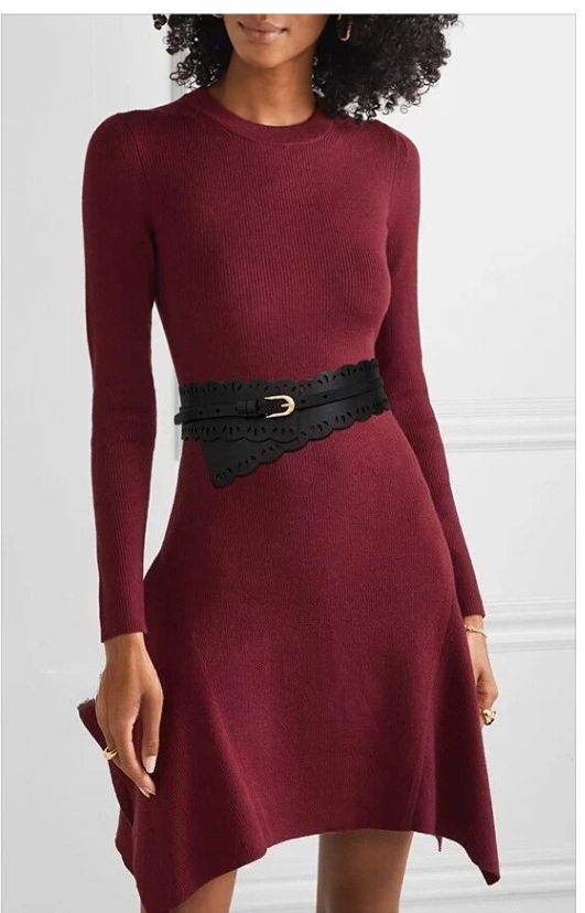 Ceinture large pour femme de 7 cm en cuir de vachette première couche, motif ajouré, boucle ardillon, accessoire de mode italien fait main