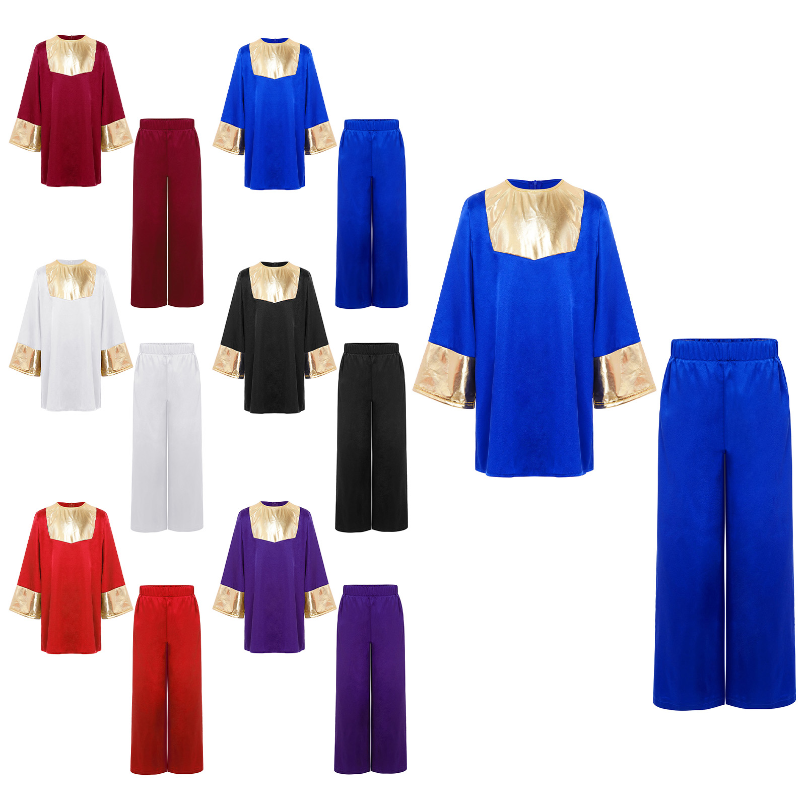 Robe de culte de chorale d'église pour enfants, garçons et filles, avec pantalon, Costume de fête à thème Cosplay d'halloween, Robe de célébrations scolaires de remise de diplôme