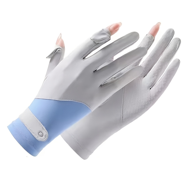 Gants d'été en soie glacée pour femmes, protection solaire extérieure, antidérapants, fins, respirants, pare-soleil, gants à écran tactile rabattables