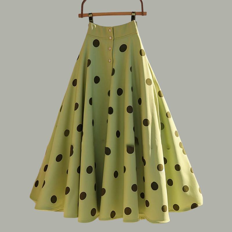 Nouvelle collection Printemps-Été : Jupe parapluie élégante style fée française, jupe polyvalente à taille haute à pois, haut de gamme et tendance pour femme.