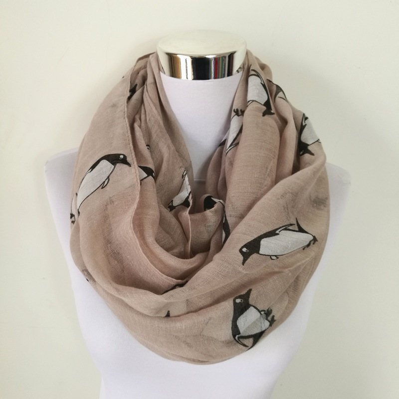 Mode pingouin imprimé cercle cou foulards femme grands mouchoirs pour femmes animal châle Snood écharpe capuche pour les femmes