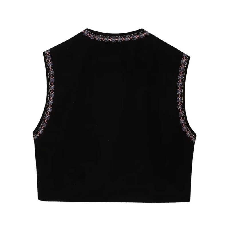 Gilet ouvert en velours pour femme, broderie de fleurs, perles ethniques, paillettes, veste en velours, vacances, 2023