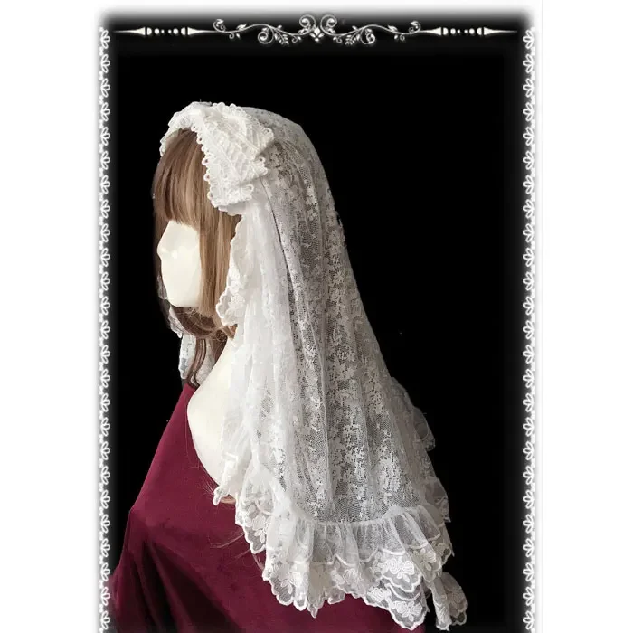 Infanta-Gothic Black Lolita Veil, Longueur du coude, Maille, 2 couches