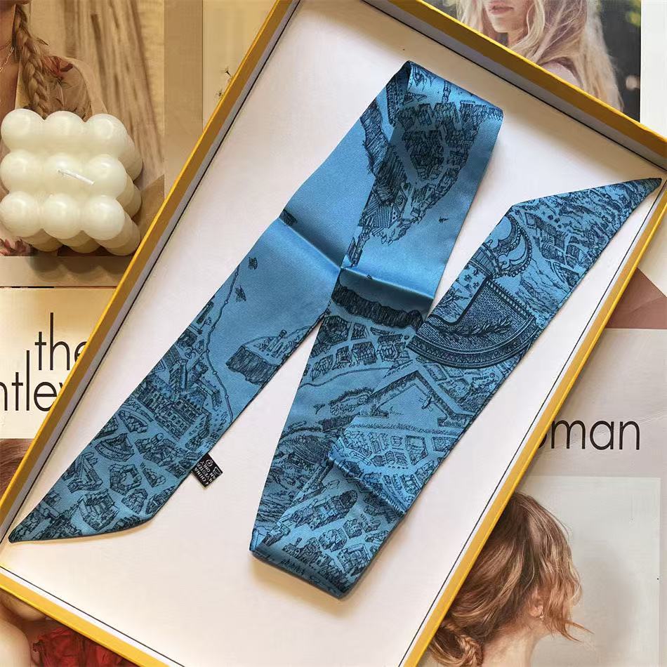 Français Long bandeau foulard en soie attaché banderole de cheveux Super fée tempérament attaché sac sergé ruban arc cravate de cheveux 5*90 cm