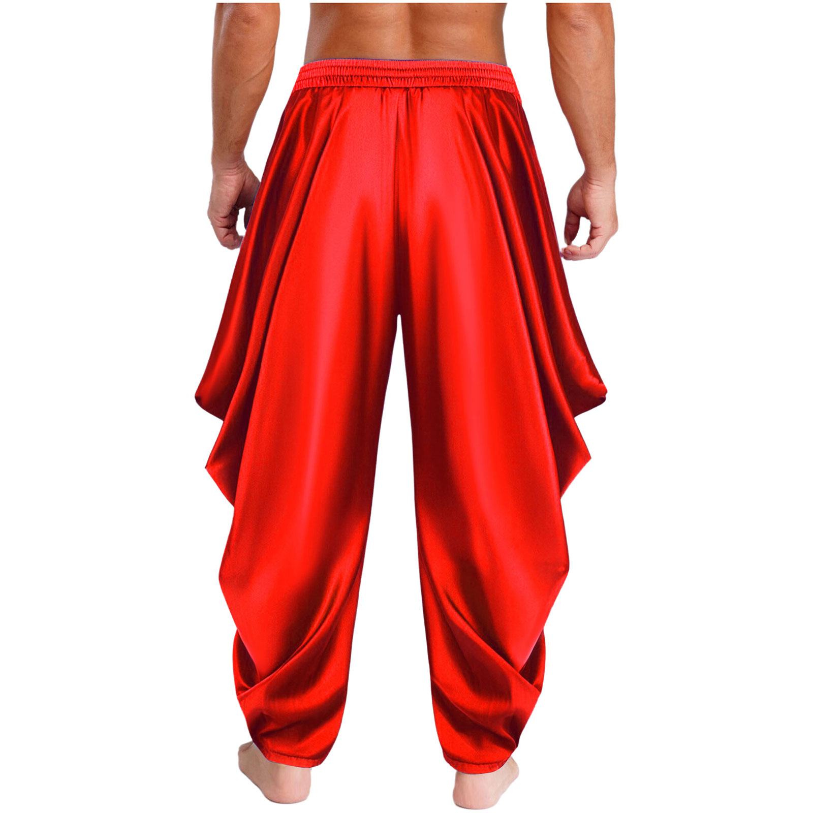 Costume de Prince arabe pour hommes adultes, pantalon sarouel en Satin Dhoti, ceinture élastique drapée, Baggy Bloomers pour Halloween, carnaval, Cosplay