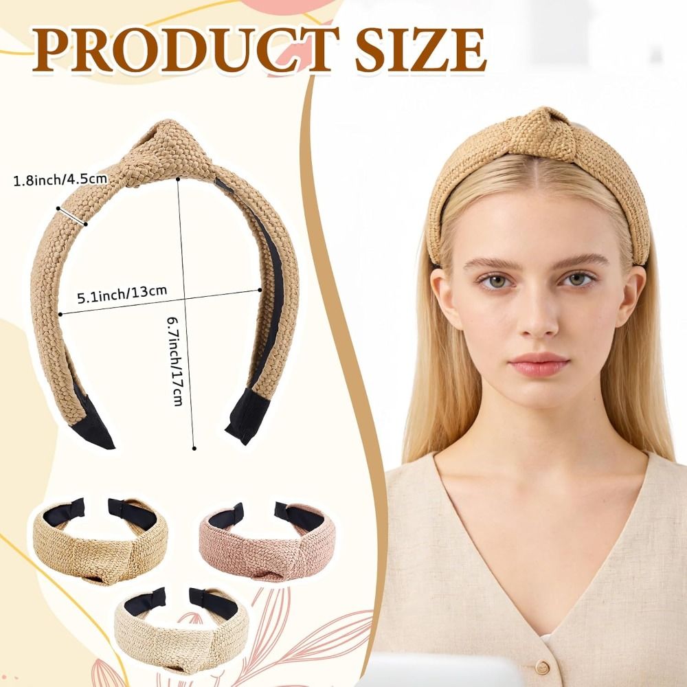 Nouveaux bandeaux bohèmes en paille, doux et légers, tissés, accessoires pour cheveux pour femme