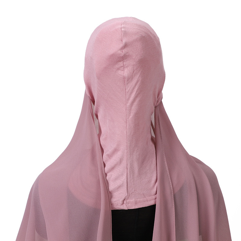 Hijab en mousseline de soie instantané, bandeau intérieur musulman pour femmes, Bonnet, Long châle avec Jersey, sous-écharpe, couvre-cou
