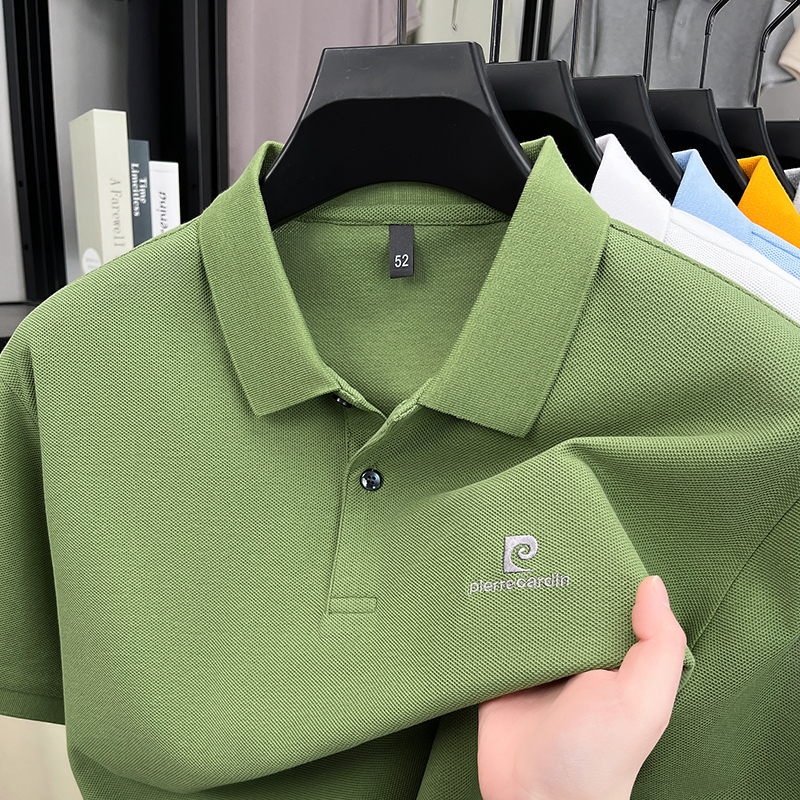 Polo de luxe pour homme en coton brodé avec lettres, à manches courtes et revers, idéal pour le quotidien et polyvalent