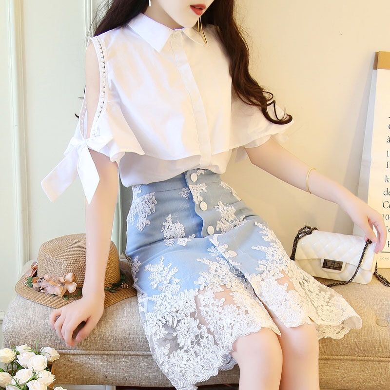 Tenue femme épaules dénudées, nouvelle collection assortie, vêtements bon marché, tendance élégante et décontractée, ensemble jupe 2 pièces en dentelle de luxe pour femmes, 2025