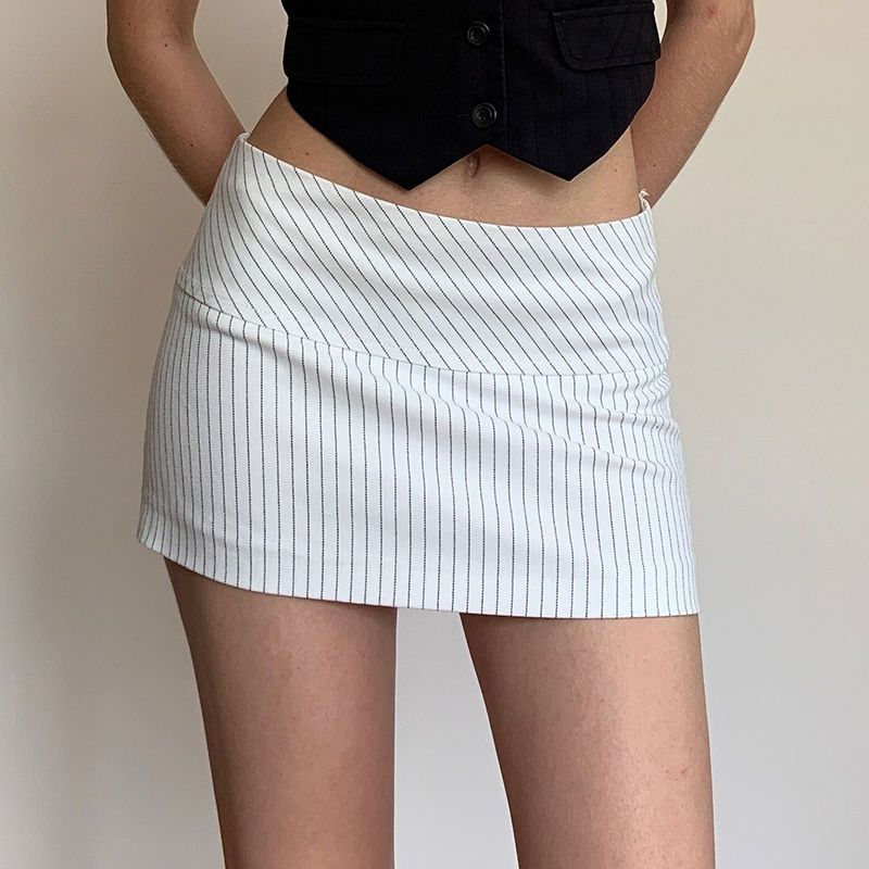 Jupes taille basse pour femmes, jupe trapèze rayée taille haute pour femmes, jupe courte à empiècements aux hanches, mini-jupes moulantes superposées pour femmes