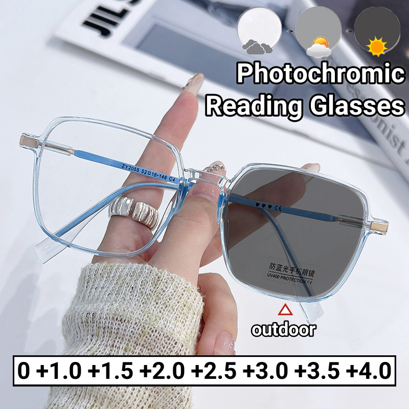 Lunettes de lecture photochromiques à couleur changeante pour hommes et femmes, nouveau Style, lunettes de soleil Anti UV, lunettes de luxe pour myopie lointaine 0 ~ + 4.0