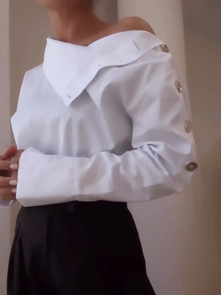 Nouvelle chemise tendance pour femmes 2026, chemisier décontracté à manches longues boutonné, hauts blancs chics de printemps, chemises de bureau pour femmes.