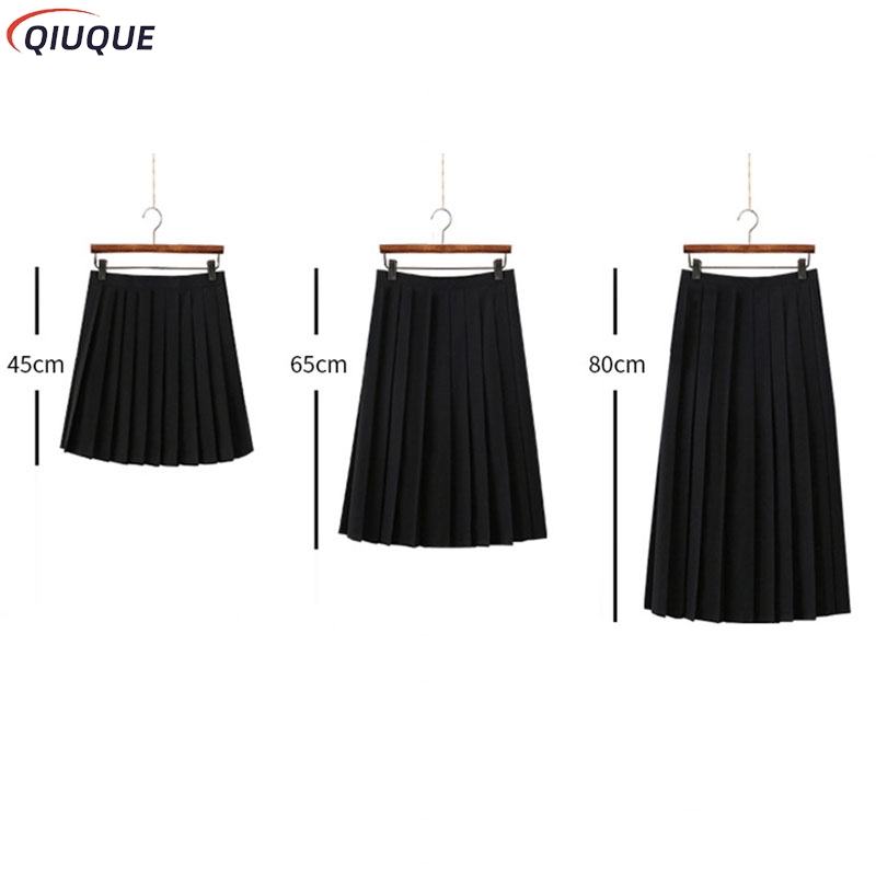 Jupes plissées noires/bleu foncé pour femmes, courtes et longues, pour filles, taille haute, jupes japonaises JK, uniforme d'étudiant à la mode, été