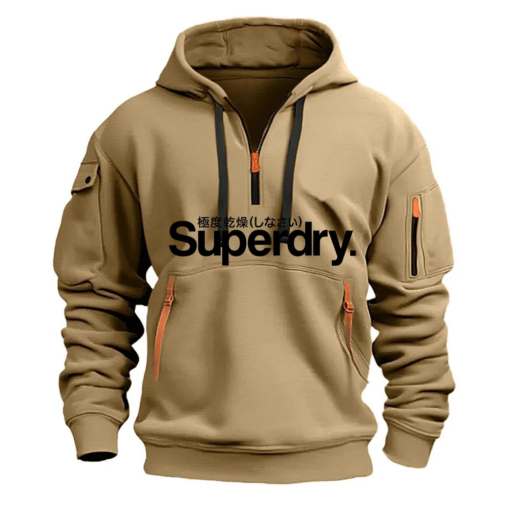 Sweat-shirt à capuche pour hommes, ample, à la mode, pour jogging en plein air et fitness, nouvelle collection automne et hiver 2025