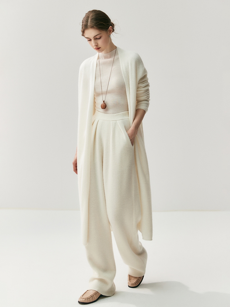 CHICUU femmes Long Cardigan pull 100% cachemire tricots point ouvert décontracté Simple Long Cardigan manteau printemps automne hiver